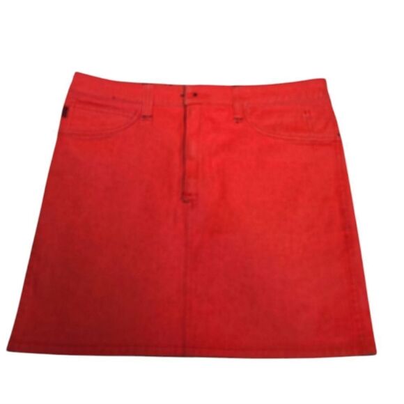 Y2K Tripp reversible animal print leopard red denim mini skirt L/XL - Picture 3 of 10